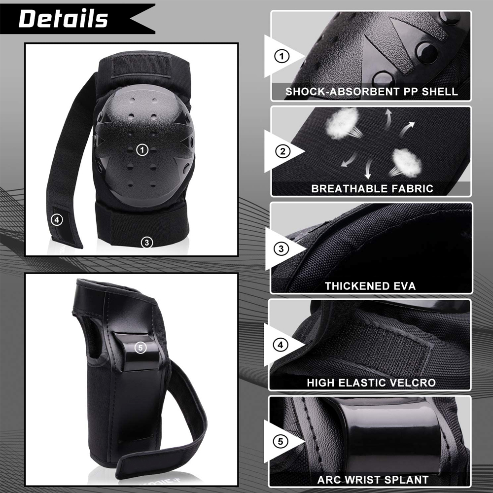 성인 청소년 보호 무릎 패드 세트, 팔꿈치 손목 보호대 - Youth Cycling Gear 리뷰 및 가격